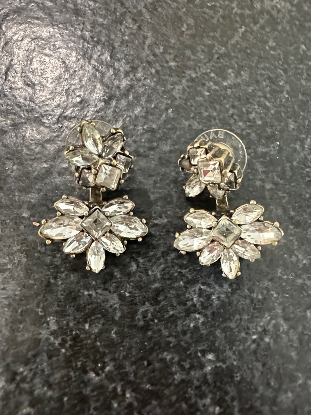 BaubleBar Clear Crystal Floral Drop Earrings